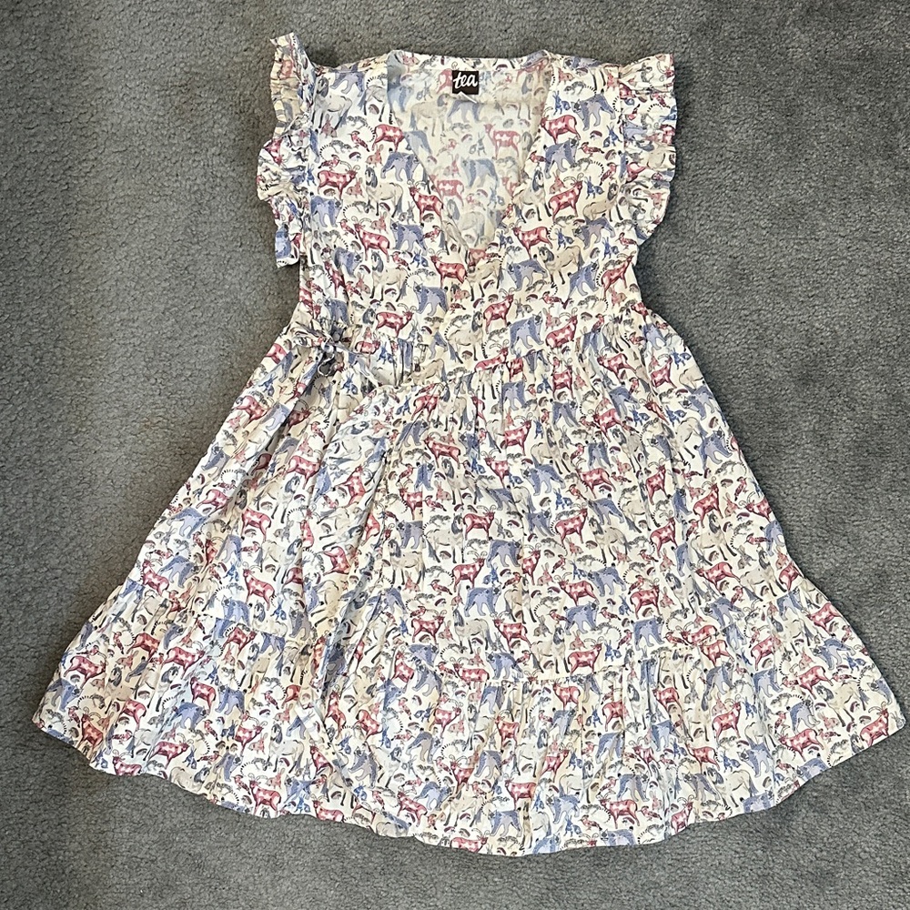 NWOT - Tea Collection Girls' Ruffled Wrap - Animal Print